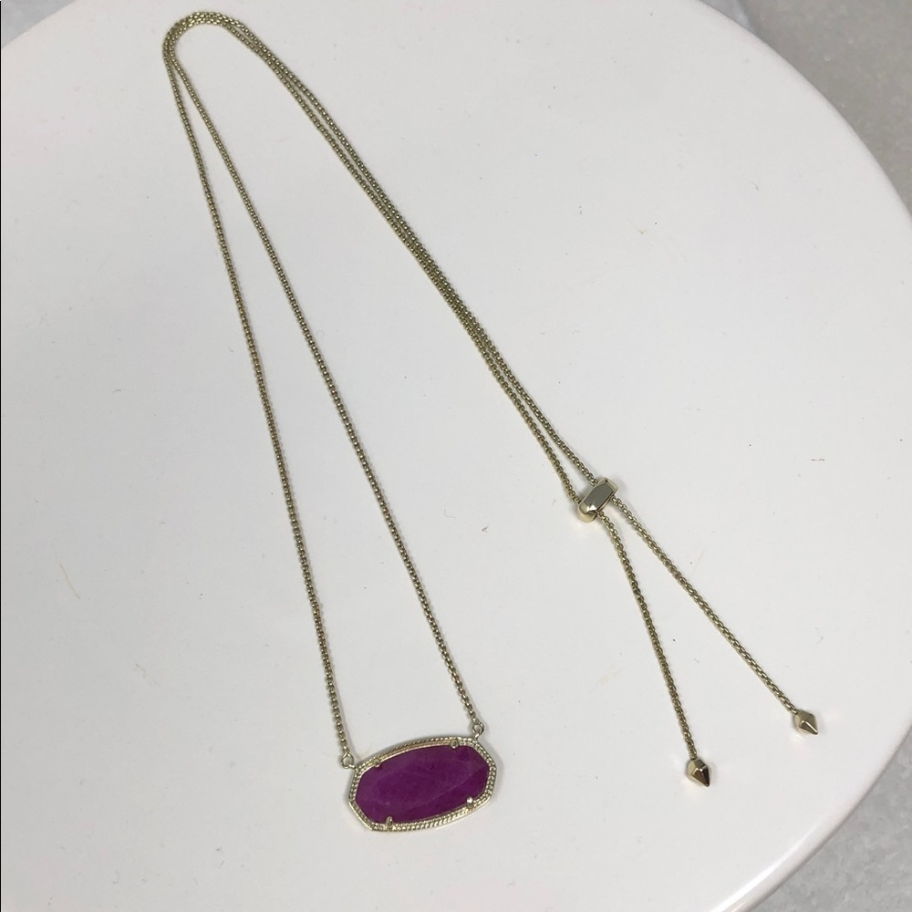 Kendra Scott Necklace Gold Delaney in Purple Jade Bolero Adjustable Chain - Picture 13 of 14